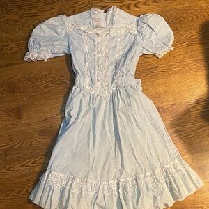 Jessica McClintock gimme sax Blue and White Lace Dress